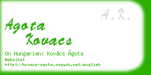 agota kovacs business card